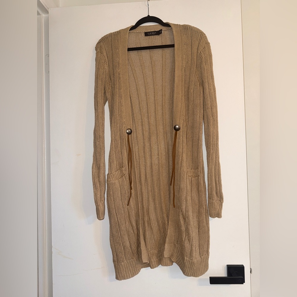 LAUREN RALPH LAUREN ribbed long cardigan SIZE: SMALL - Picture 2 of 10